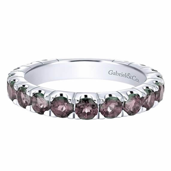 1.7 - Ladies Ring 14k White Gold Synthetic Alexandrite Stackable