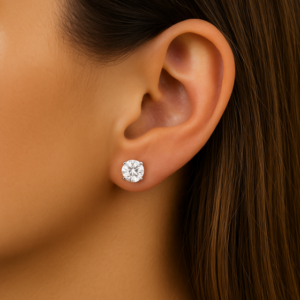 2 ct lab grown studs in a womens ear ID Jewelry