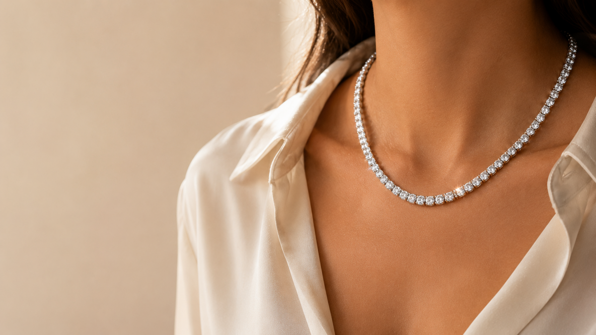 Lab Grown Diamond Tennis Necklaces ID Jewelry